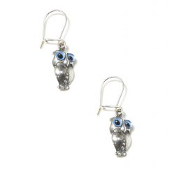 Greek owl silver drop - dangle earrings 1
